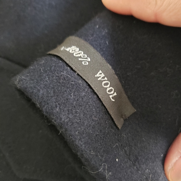 Navy Blue Double Breasted Wool Pea Coat - Picture 7 of 7